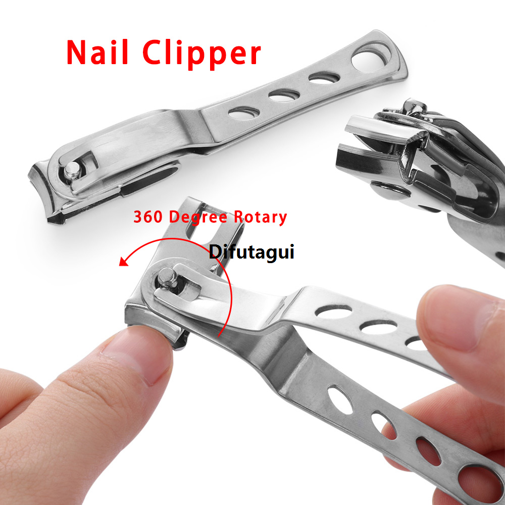 Difutagui NEW 1 PC 360 Degree Rotary Cuticle Nail Clipper Fingernail Toenail Original Cutter Trimmer Toe Health Care Stainless Steel Accessorices