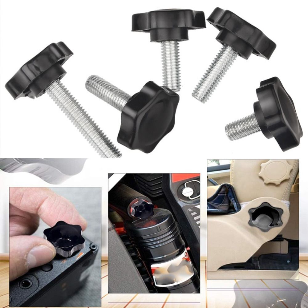 5PCS Professional Plum Blossom Handle Hex Handle Screw Black Star Shape Hand Screws Fasteners Carbon Steel Handle Bolt
