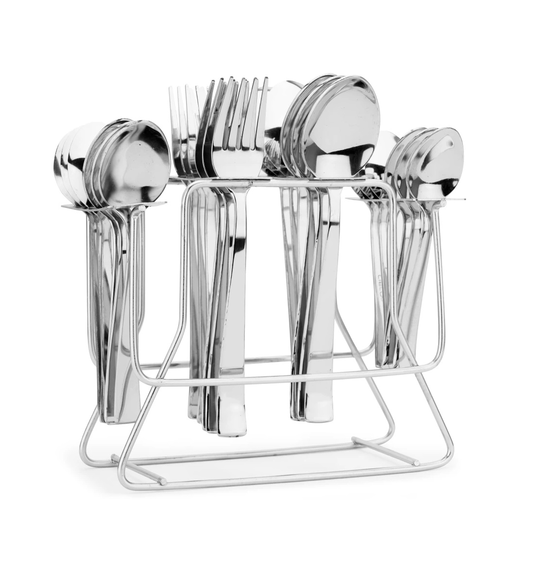 Arnav Stainless Steel Cutlery Set -Set of 24 (Contains: 6 Master Spoons, 6 Tea Spoons, 6 Forks, 6 Baby Spoons) - Silver