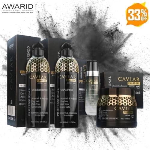 Sulphate-free Charcoal Kit Keratin Bio Caviar Hair Shampoo and Condition Set