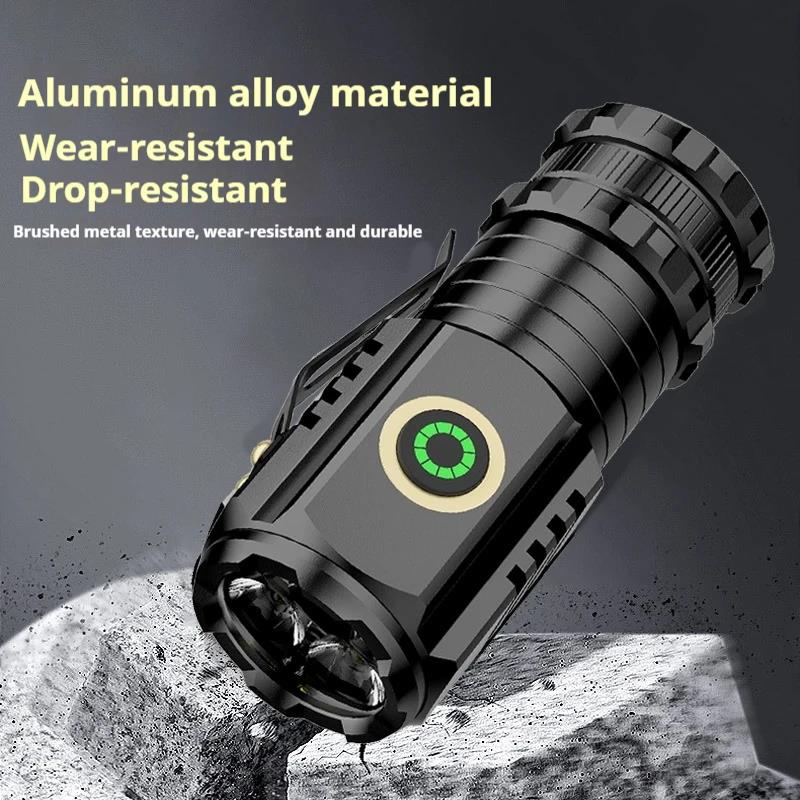 Luxury New Strong Light Magnetic Flashlight Aluminum Alloy Mini Portable Multifunctional Clip Cap Charging 3 Light Small Flashlight