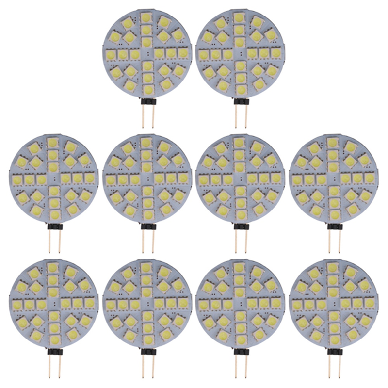 10PCS 4.8W G4 Socket 5050 SMD Mini LED Bulb on DC 12V Replace Halogen Bi-Pin Lamp LED Bulb Cold White Lights