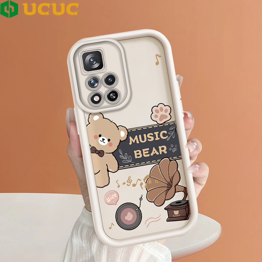 UCUC for Xiaomi 11i Poco X4 NFC Back Cover Love Music Bear Ladder Camera Soft Rubber Phone Case