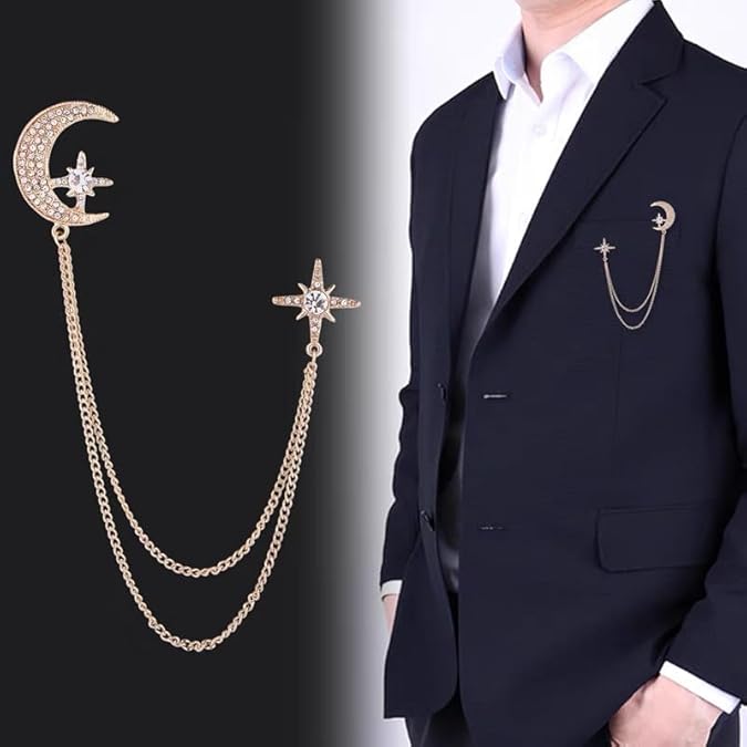 1 Piece Fashion Eagle Brooch for Men Shirt Collar Tassel Chain Lapel Vintage Brooches Pins Animal Jewelry Accessories Boyfriends Gift