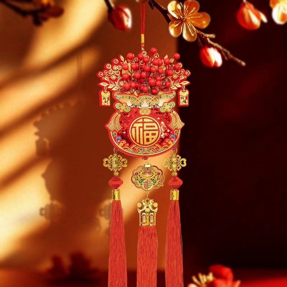 Thicken Bag Shape Chinese New Year Decoration Glitter Sequins Traditional Festive Hanging Ornaments Creative Blessing Spring Festival Pendants Gifts