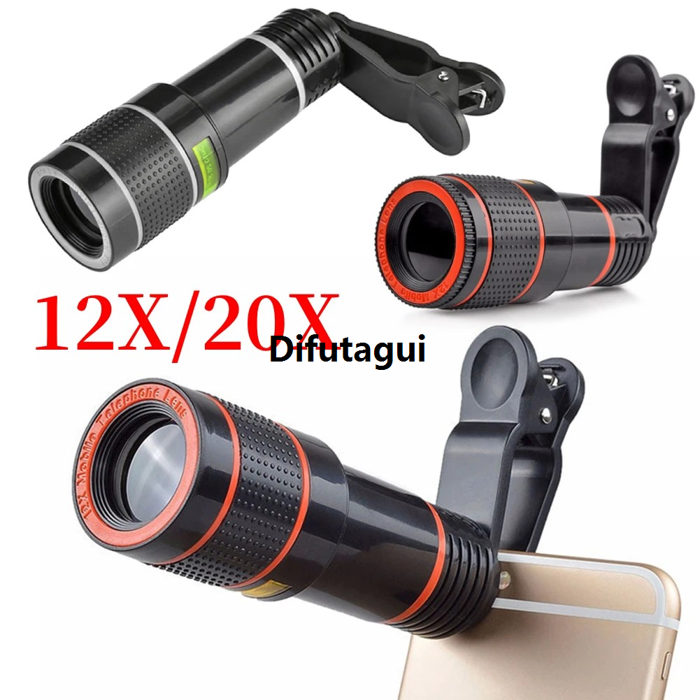 Difutagui Lens Universal Clip 20X/12X Zoom Phone Camera Telephoto Lens Monocular New style Telescope Phone Universal Optical Telescope Lens Kit