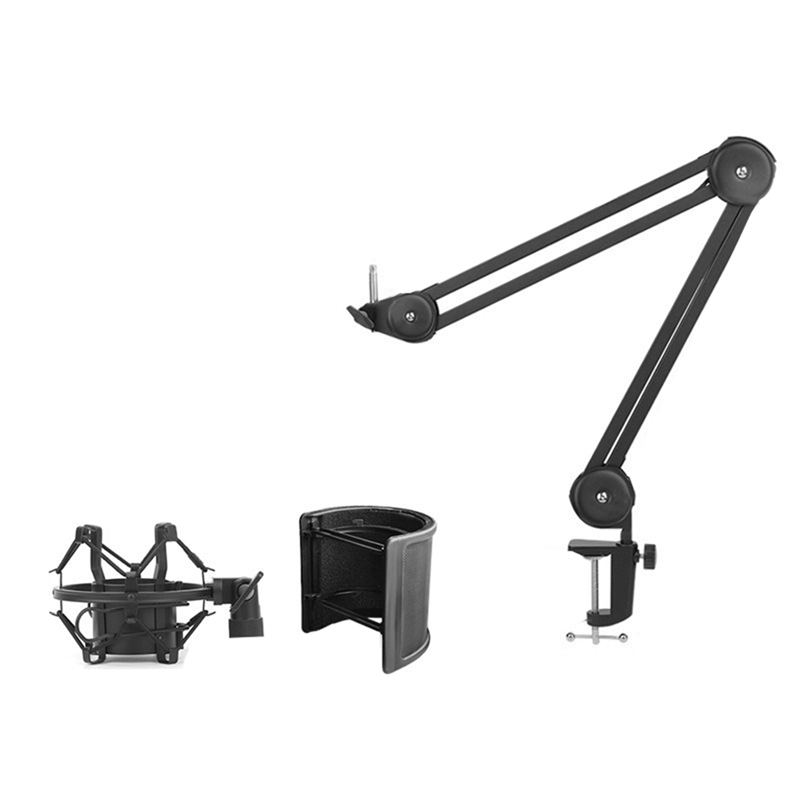 Mic Arm Stand,Adjustable Suspension Boom Scissor Arm Stand Black