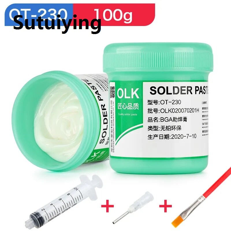 Sutuiying solder paste Olk Mobile Phone Repair Welding Bga Flux Paste Lead-free Halogen-free Flux Free Cleaning Solder Paste Solder Oil 100ghand tools
