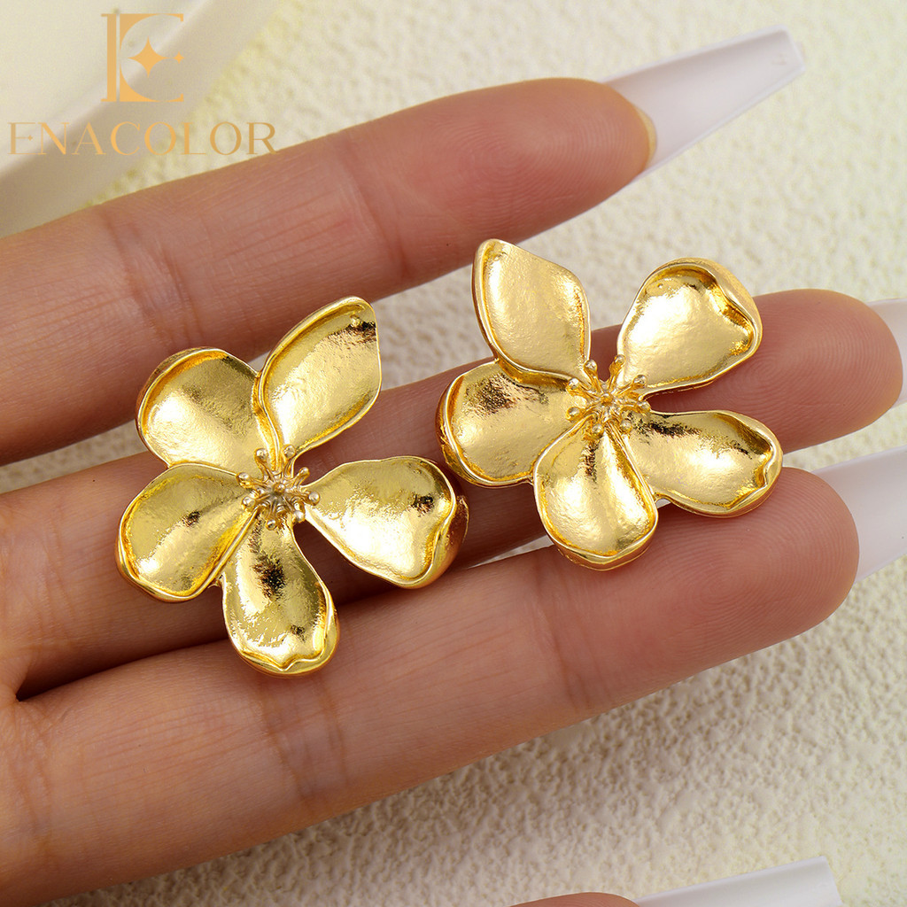 Enacolor S925 Silver Needle Elegant Metal Earrings for Women Girl Ins New
