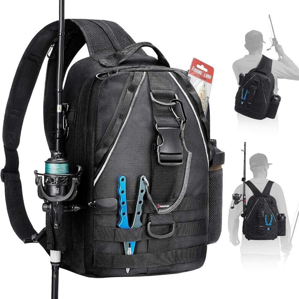 New Multi Functional Fishing Backpack Lightweight with Rod Holder Fishing Gear Bag Waterproof Sling Bag Outdoor Fishing