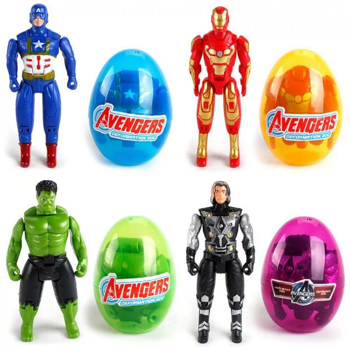 Hot Marvel The Avengers Toys Iron Man Thor Hulk Captain America Deformation Egg Toys for Children Gift