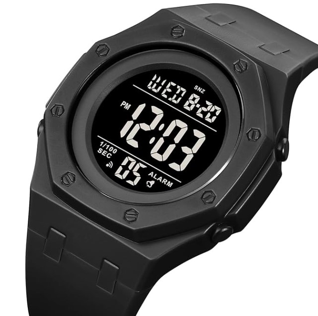 SKMEI 2048 Sports Countdown Stopwatch Military Outdoor Waterproof Digital Watch for Men - Black -Black Dial