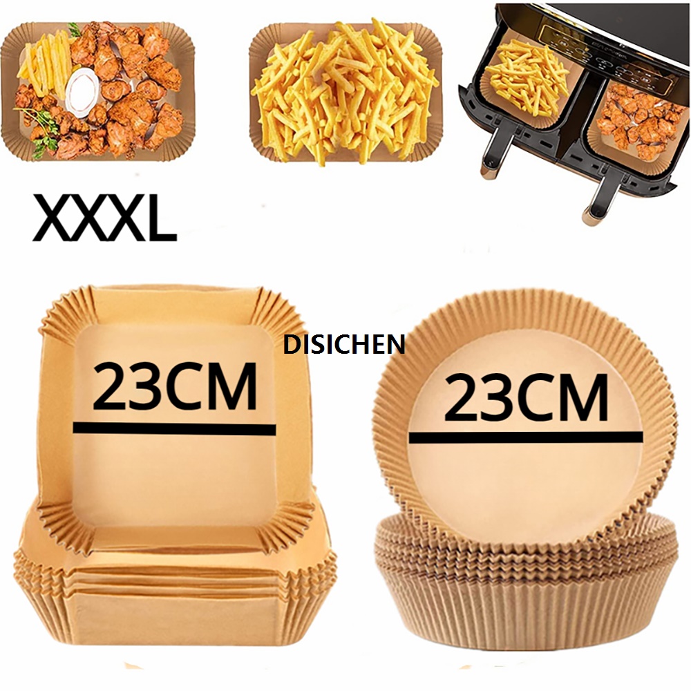 DISICHEN 100PCS Large Air Fryer Disposable Paper Liner Square 23cm Non-stick Airfryer Parchment Baking Paper for Cooking Steaming Basket Fifty percent discount
