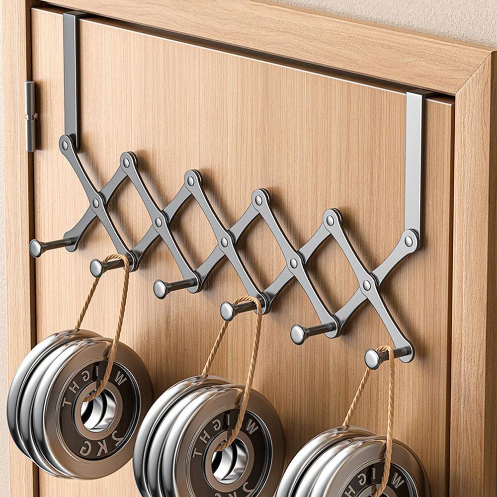 Multifunctional No-Punch Door Hooks Hanger Carbon Steel Hanging Clothes Coat Hooks Removable 4/5/6 Hooks Clothing Hangers Office Decor