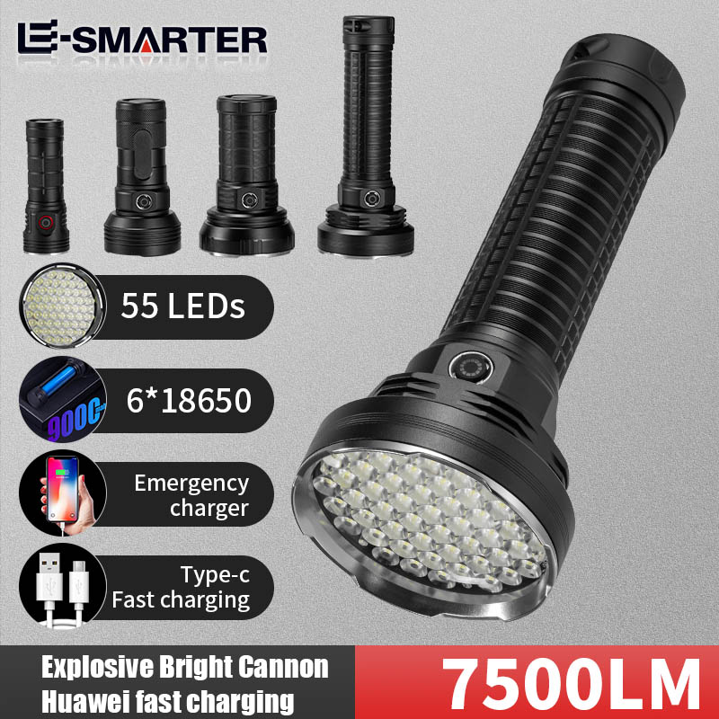 High Quality 8LED/31LED/55LED High Bright Strong LED Flashlight Powerful 7500lm Tactical Torch Rechargeable Camping Fishing Hunting Lantern