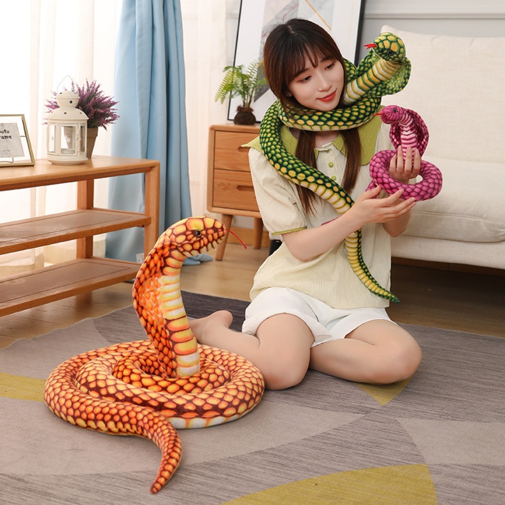 New Colorful Cobra Plush Toy 80/170/240CM Simulated Realistic Cobra Figure Birthday Gifts Funny Spoof Joke Stuffed Snake Plushie