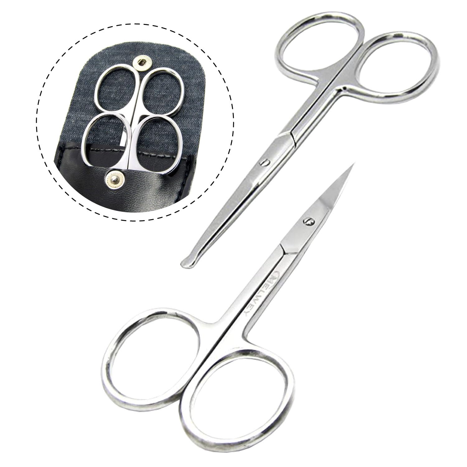 FR-RASFS 1 Piece of Moustache Trimming Scissors Small Scissor For Women Grooming, Moustache Trimming Silver Curved & Rounded Blunt Tip Stainless Steel Small Scissors for Eyebrows & Eyelashes, Beard Trimming & Moustache, Baby Nails, Nose & Facial Hair