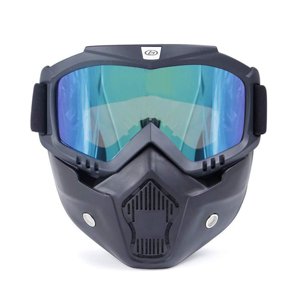 Motorcycle Bike In 2 In 1 Detachable Helmet Goggles Mask Blue Mercury (Black / Transparent Color) | Anti Fog & Dust Proof
