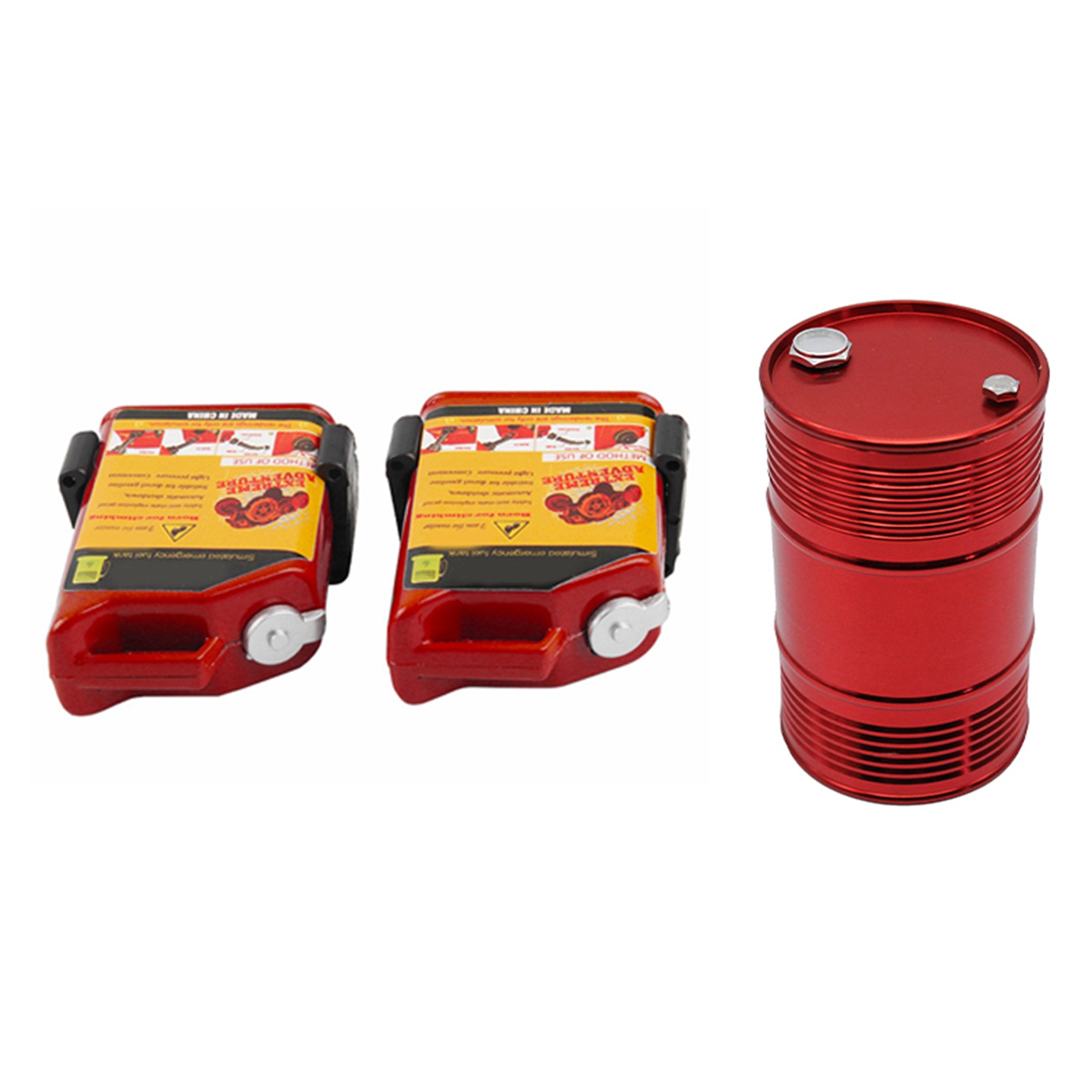 FORIDE 2 Pcs 1/10 Scale Rc Crawler Accessory Mini Fuel Tank & 1 Pcs Metal Oil Drum Fuel Tank Container