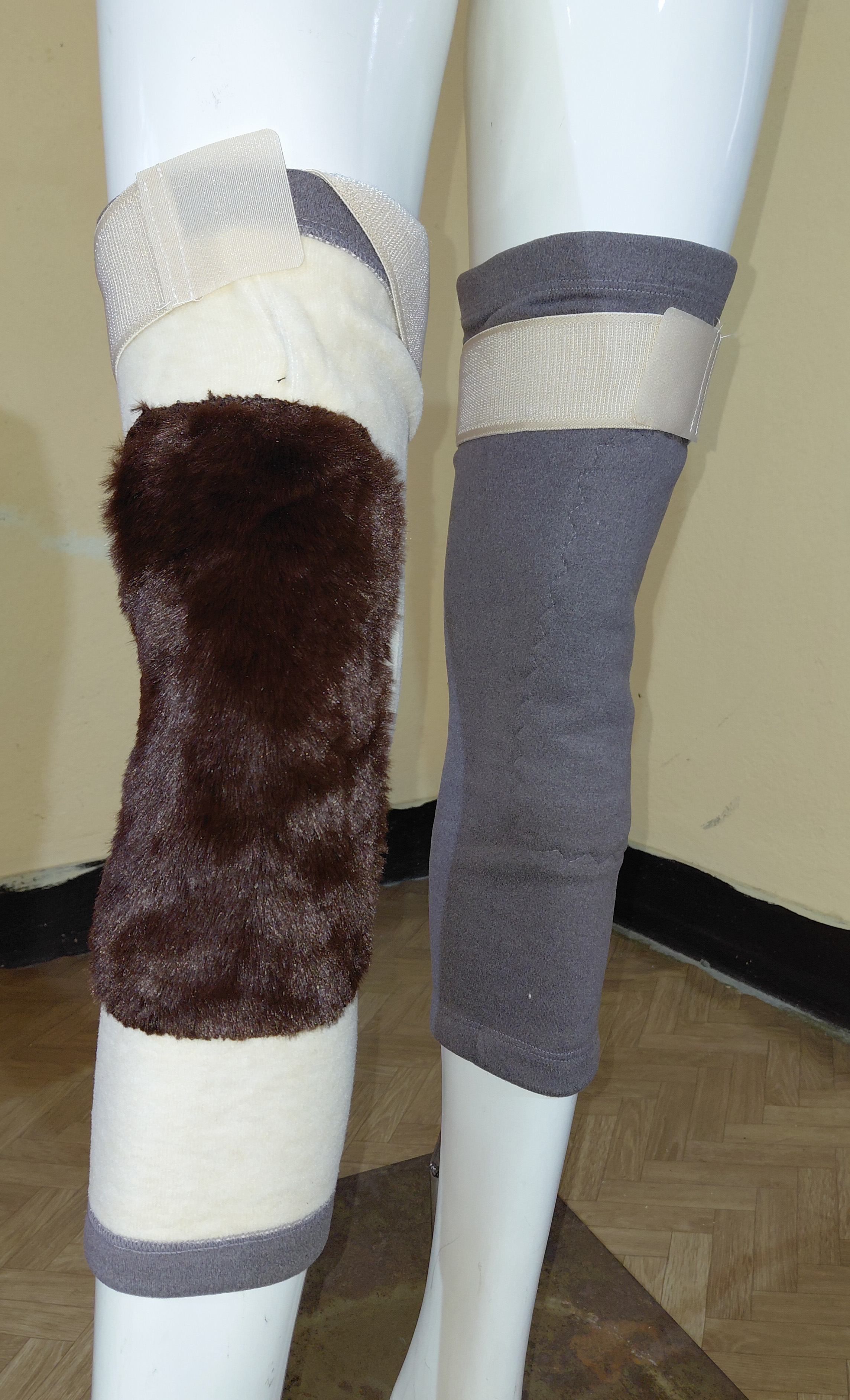 1 Pair Premium Thermal Faux Fur Knee Warmers Adjustable Thick Plush Leg Sleeves For Winter, Arthritis Relief, Motorcycle Riding