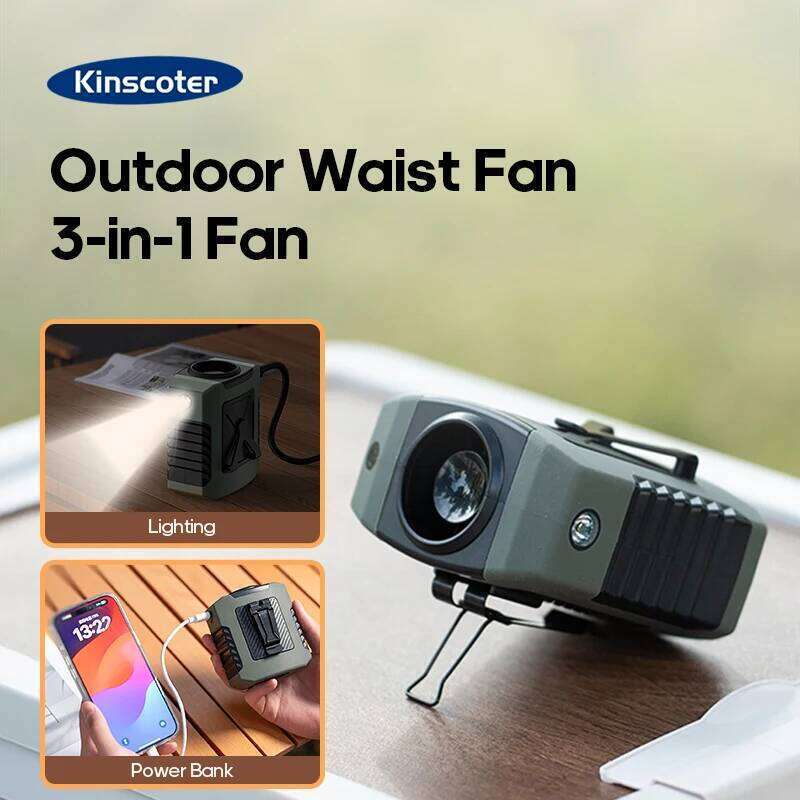 Portable Wearable Waist Ventilator Outdoor Camping Power Bank Cooling Mini 8000mAh Hanging Rechargeable Fan With Night Light