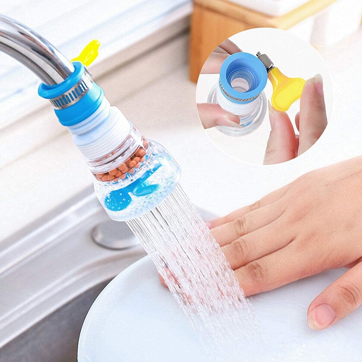 360~720 Degrees Splash Filter Faucet Spray Head Anti Splash Filter Faucet Movable Kitchen Tap Water Saving Nozzle Sprayer