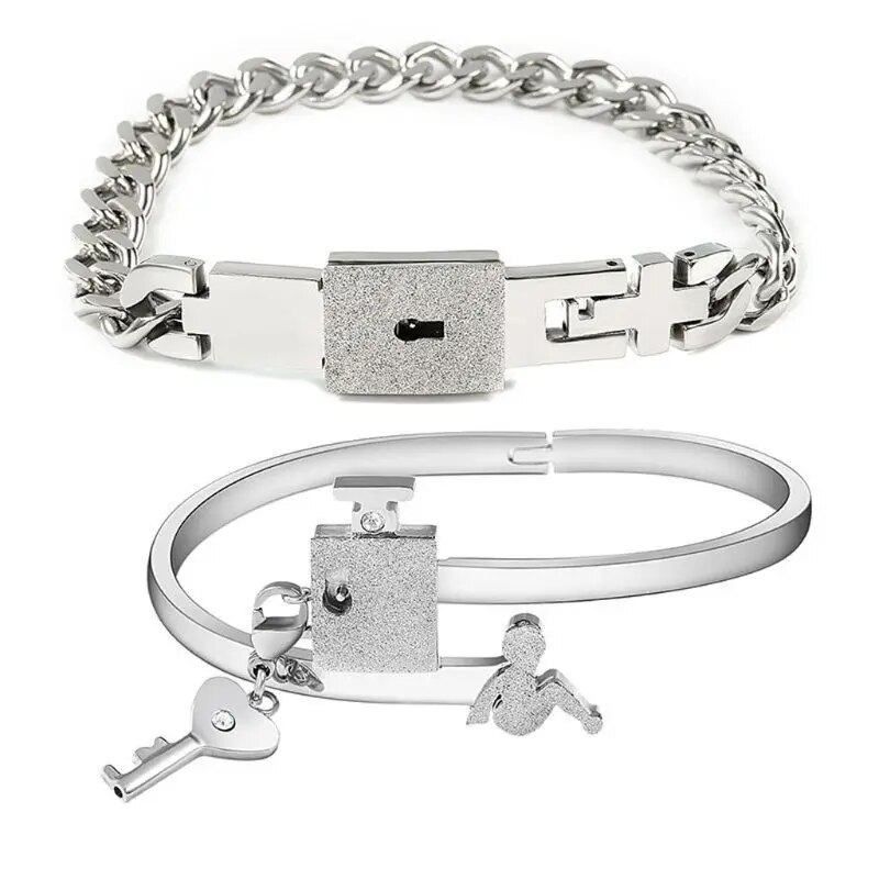 【Pocket king VOX 】Hers Love Heart Key Matching Bracelets Lovers Gifts