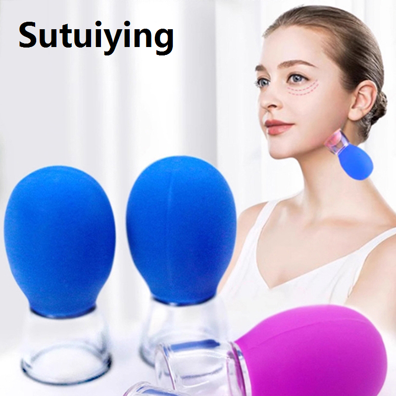 Sutuiying 1Pcs Natural Silicone Cupping Massage Cup For Body Fac Neck Eye New style Massage Vacuum Tank Body Facial Care Anti-aging Beauty Tool