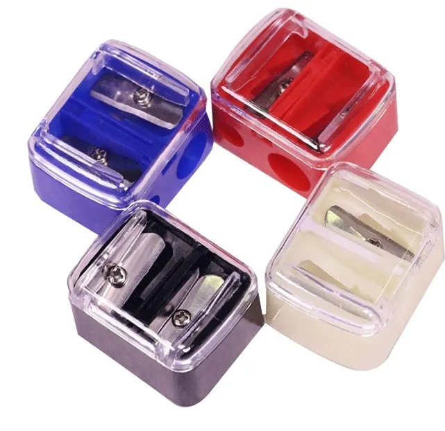 1 Piece Transparent Double Hole Cosmetic Sharpener - Eyebrow Pencil, Eyeliner & Lip Liner Makeup Tool for Precise Sharpening - Multicolor