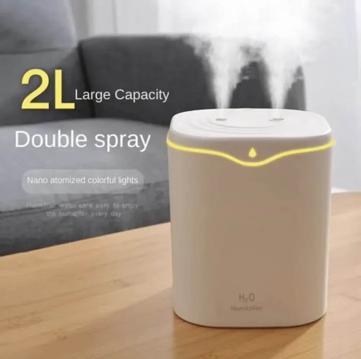 H2o 2000ML Large Capacity Humidifier with Multicolor Night Light | Ultra-Quiet Cool Mist Air Humidifier | Aroma Diffuser | Home Bedroom Desktop Air Purifier | 2L USB Portable Mist Maker | Portable Humidifier