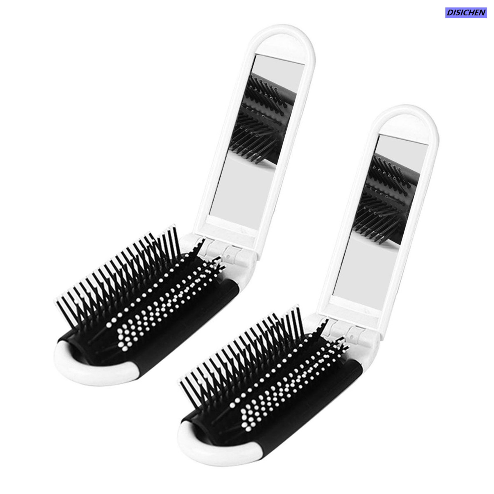 DISICHEN 【The Edge of Beauty】New 2X Portable Travel Folding Hair with Mirror ize Comb-White