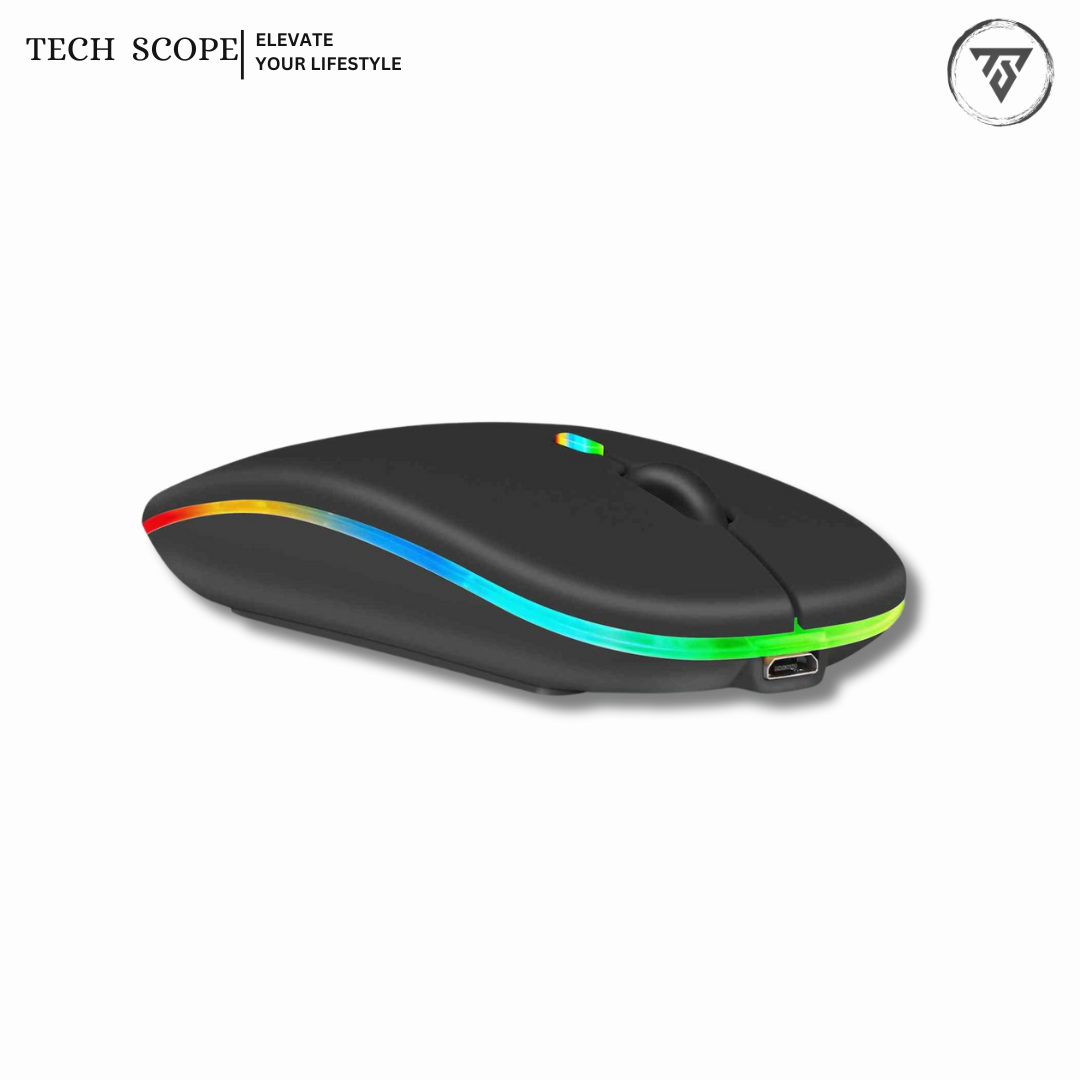 Solid W10 Rechargeable RGB Wireless Mouse - Bluetooth & 2.4G Dual Connection, Optical Sensor