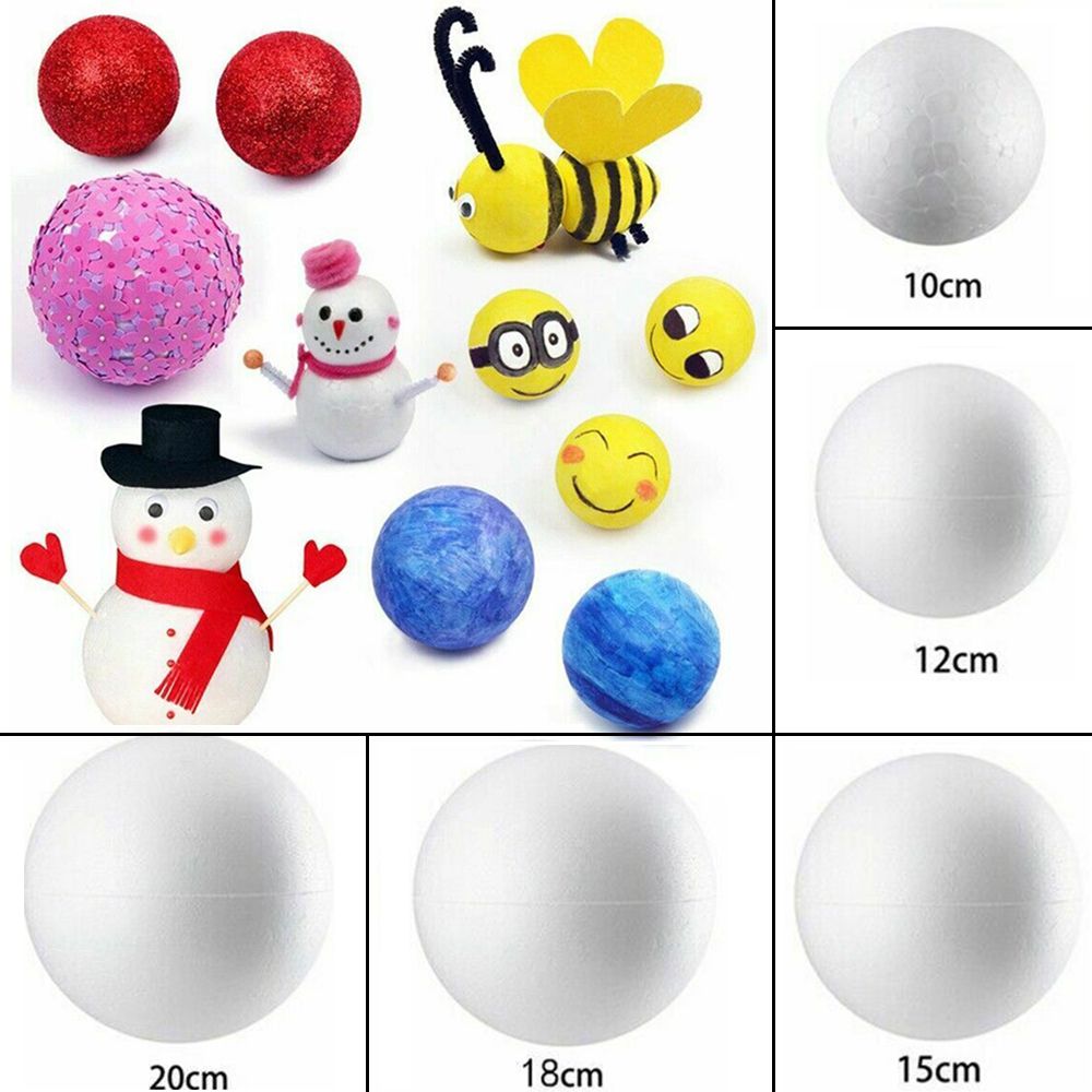 10/12/15/18/20cm Hot High Quality Xmas Gift Kids Favors Wedding Decor Styrofoam Modelling Polystyrene White Craft Balls Christmas Party Decoration