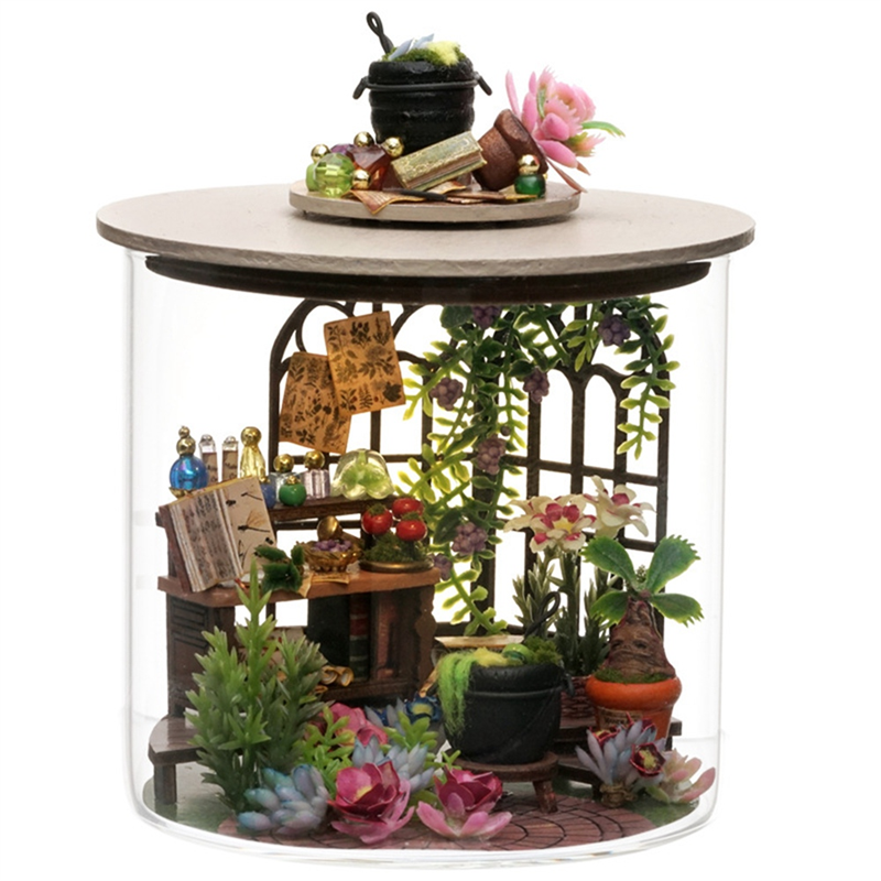 DIY 3D Puzzle Miniature Model Kits - Wooden - for Collectors,Magic Garden DIY Cabin