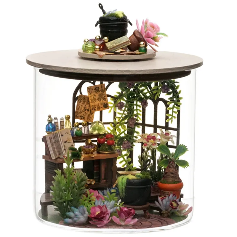 DIY 3D Puzzle Miniature Model Kits - Wooden - for Collectors,Magic Garden DIY Cabin