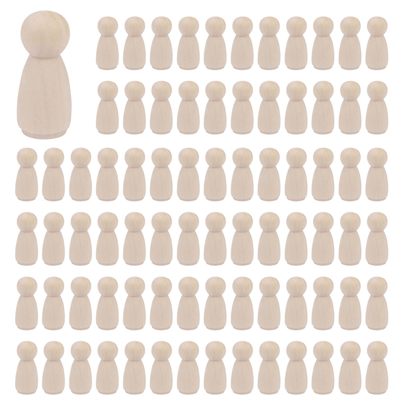 JAERBEE 200Pc/Lot Girls Peg Dolls 1.35 Inch Solid Hardwood Natural Unfinished Turnings-Ready for Paint or Stain- Wooden People
