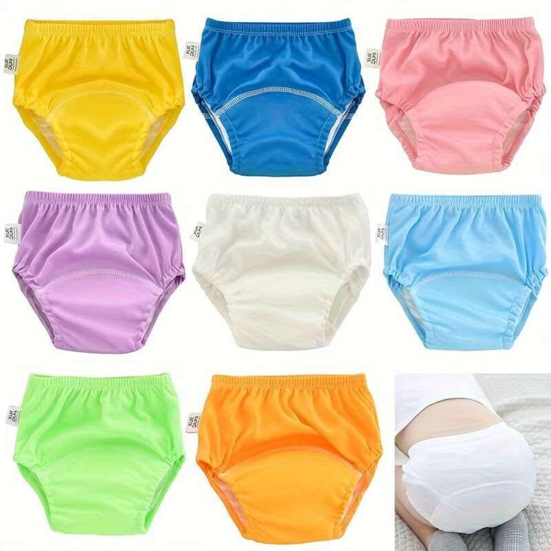6 Pcs Soft Touch Plain Color Training - Breathable, Washable, and Reusable Diapers, Quick Drying Learning Pants