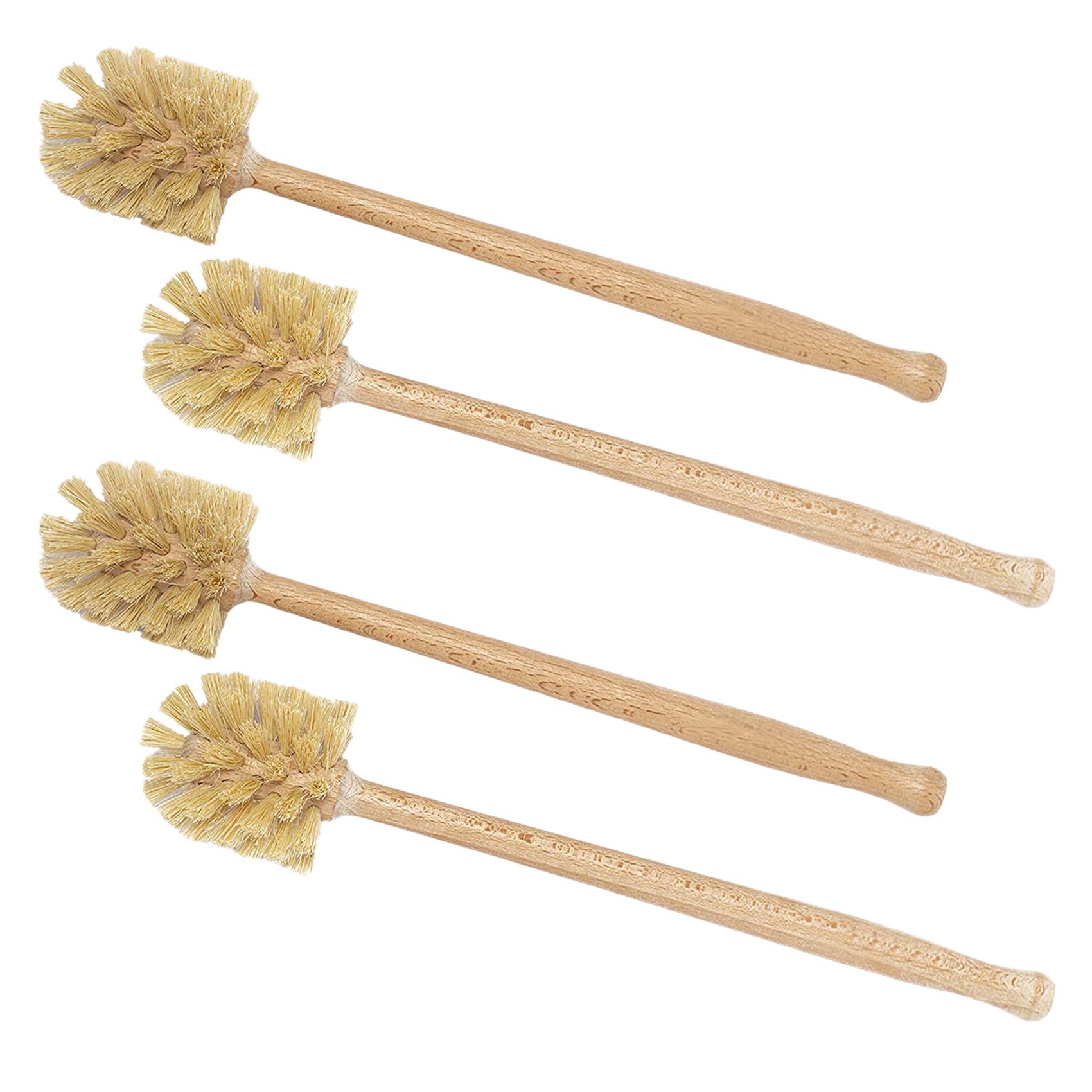NAMUNY Toilet Brush, 4 Pack Wood Toilet Brush Made of Beechwood, Strong Hemp Bristles with 360° Cleaning Power
