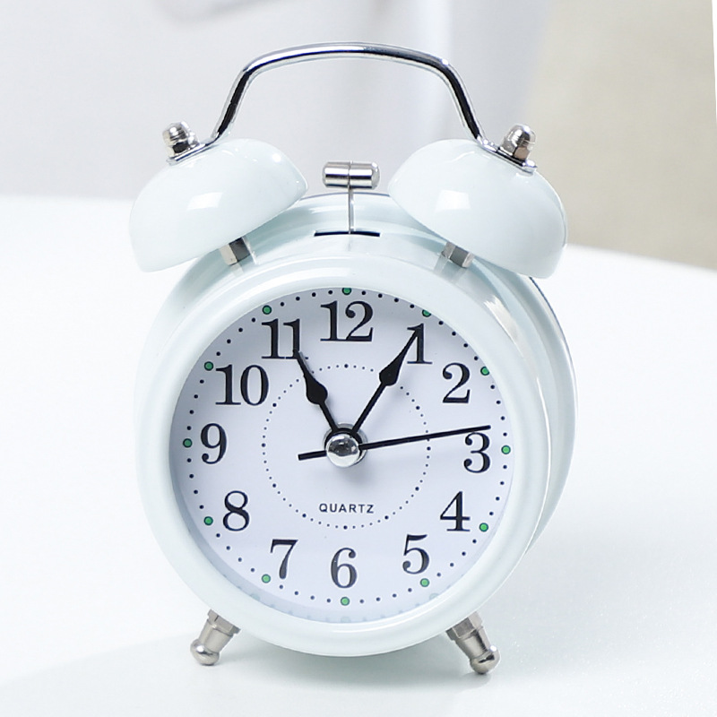 4-Inch Vintage Silent Analog Alarm Clock - Twin Bell, Battery Operated, Metal Body with Backlight - Non-Ticking Desk Clock for Bedroom, Office, Living Room (Gold/Assorted Colors)