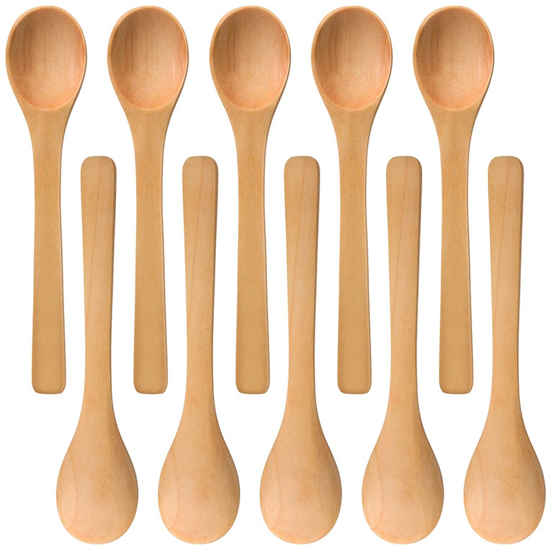 OUMERY 30 Pieces Mini Wooden Spoon Small Soup Spoons Serving Spoons Condiments Spoons Wooden Honey Teaspoon Wood brown