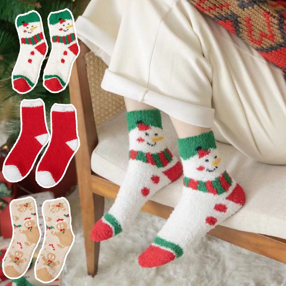 Sleeping Winter Christmas Velvet Socks Non-slip Plush Fluffy Floor Socks Cotton Warm Carpet Socks Women