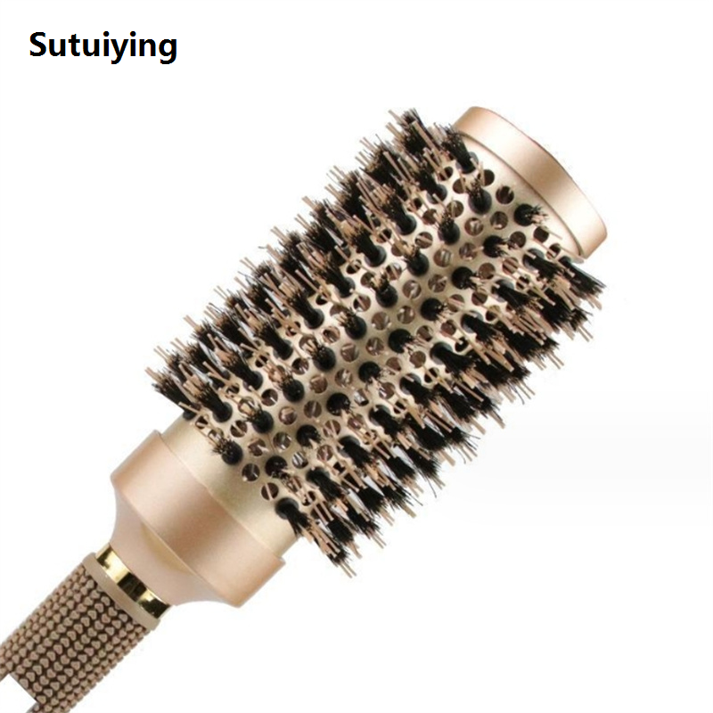 Sutuiying Professional 1PC 4 Size Gold Round Hair Comb Hairdressing Curling Hot Selling Hair Brushes Barrel Comb For Blow Dry Salon Styling Tools