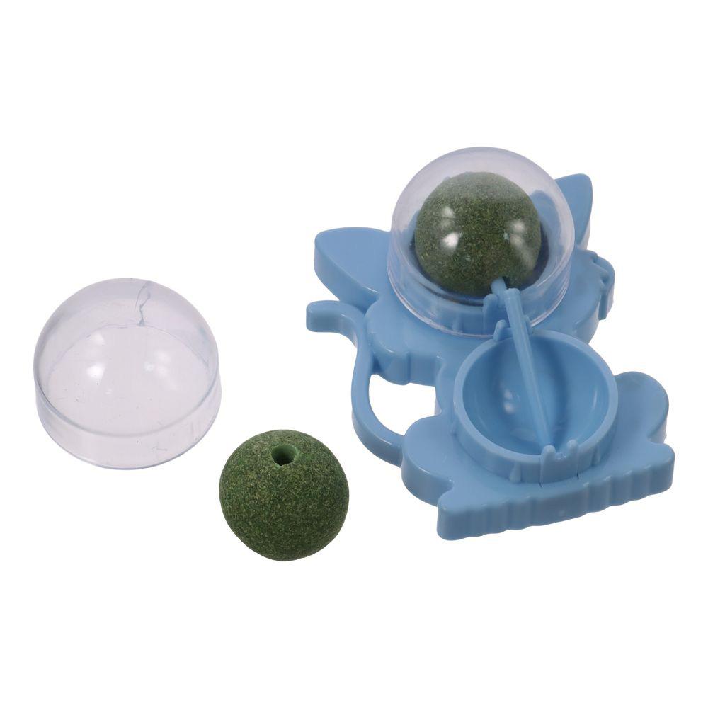 2 Pcs Durable Plastic Catnip Ball for Cat 3.5*2.7*1.5 Inches Blue Cat Chew Toys Rotatable Mint Ball