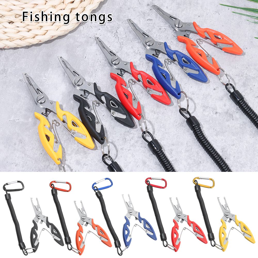 Outdoor Plastic Handle Multi-function Fishing Pliers Hook Removers Stainless Steel Scissor Bait Line Cutter