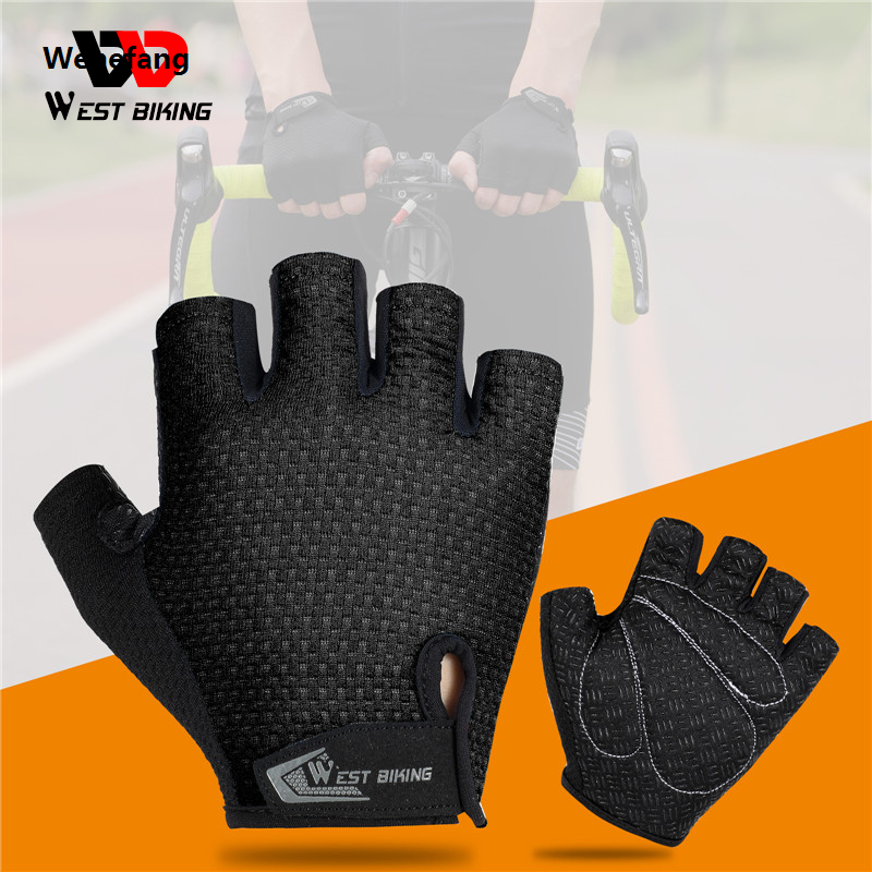 Wenefang WEST BIKING Road Racing Cycling Gloves High Elastic Breathable Men Women Half Finger Gloves Multicolor Anti-slip Bike Gloves