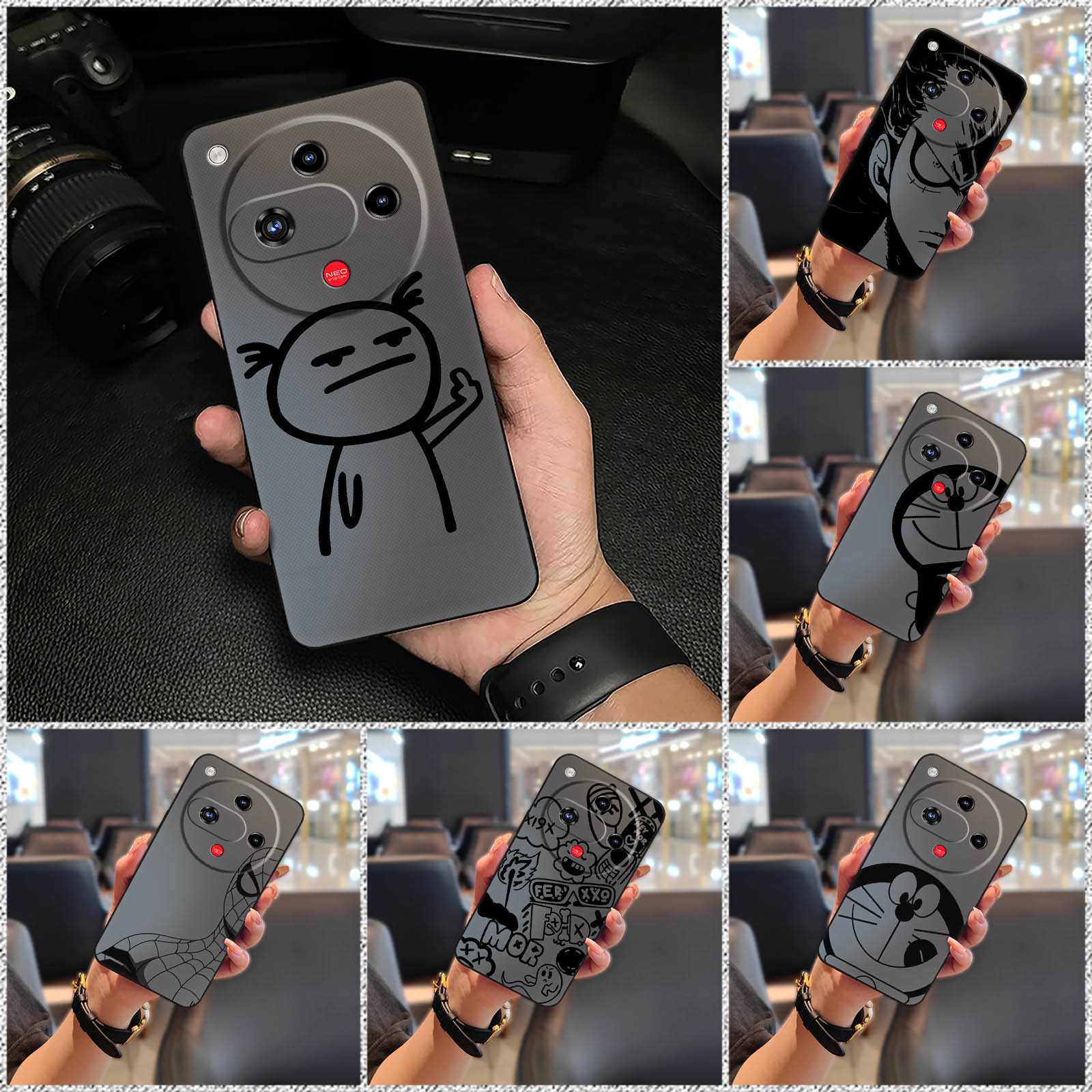 TPU Couple Phone Case For ZTE Nubia Focus2 5G Protective Anti-knock Cute Full wrap Graffiti Phone Pouch Waterproof