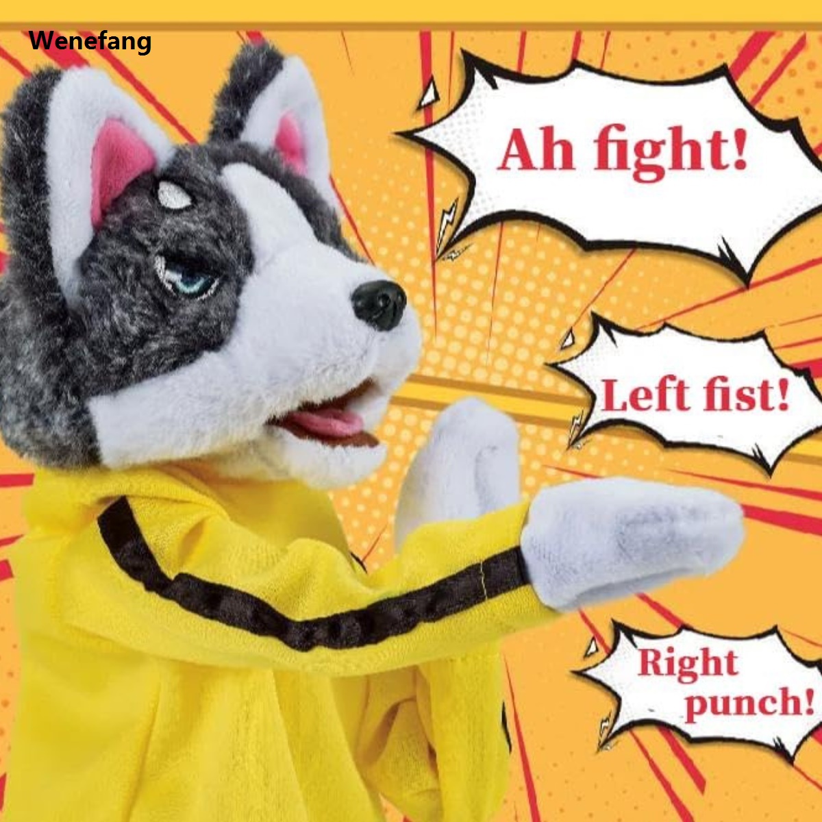 Wenefang Kung Fu Animal Toy Husky Gloves Dog Interactive Hand Boxing Battle Portable Sound Plush Toy Stuffed Boxing Dog Kids Gifts Funny Birthday