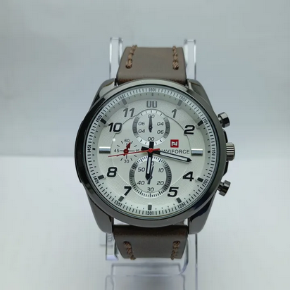 Round White Dial Brown Leather Belt Best Quality Waterproof Fashionable Watch For Men