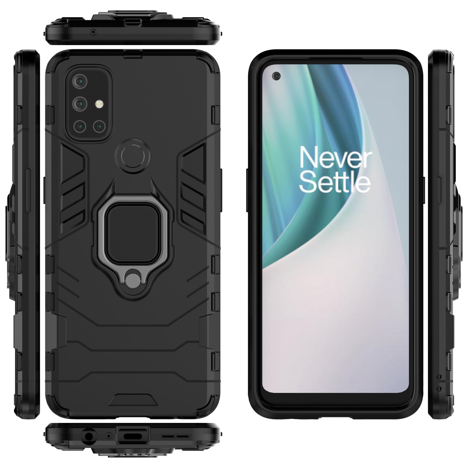 Armor Bumper Back Case Cover for OnePlus 12 5G | Ring Holder & Kickstand in-Built