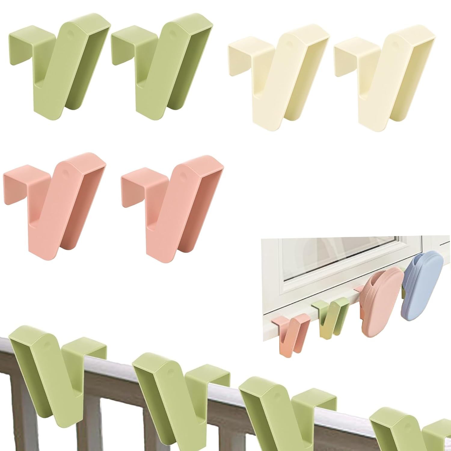 Multifunctional Space-Saving Shelf Storage Organizer Shoe Drying Hanger for Home Indoor Outdoor Windproof, Balcony for Slipper, Heel Sandals, Boots Shoes Multicolour 6 Pcs